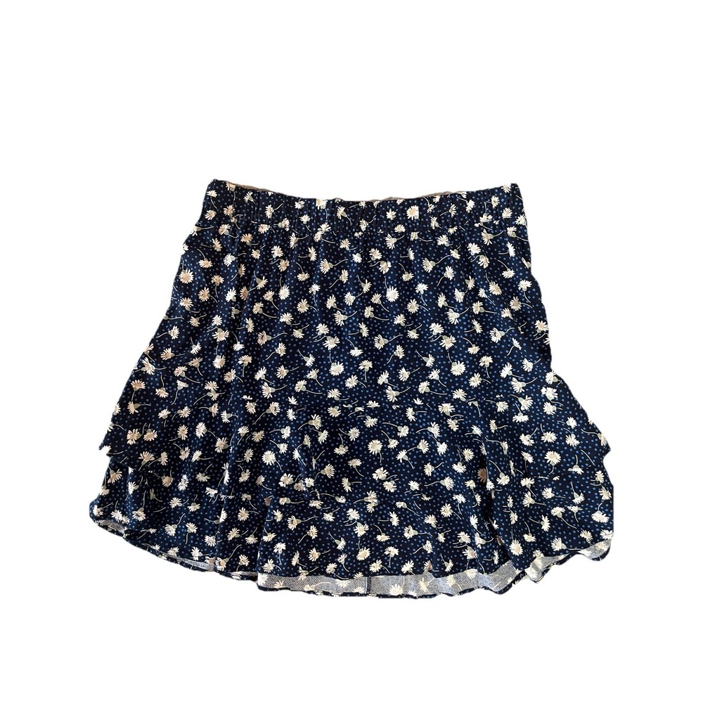 Loft Daisy Double Ruffle Skirt Size: L Color: Navy And White. Coquette Romantic